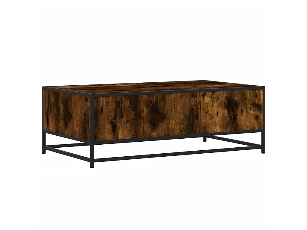 Table basse chêne fumé 100x57x35 cm bois d'ingénierie et métal