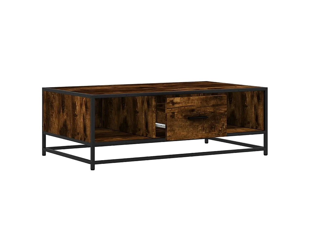 Table basse chêne fumé 100x57x35 cm bois d'ingénierie et métal
