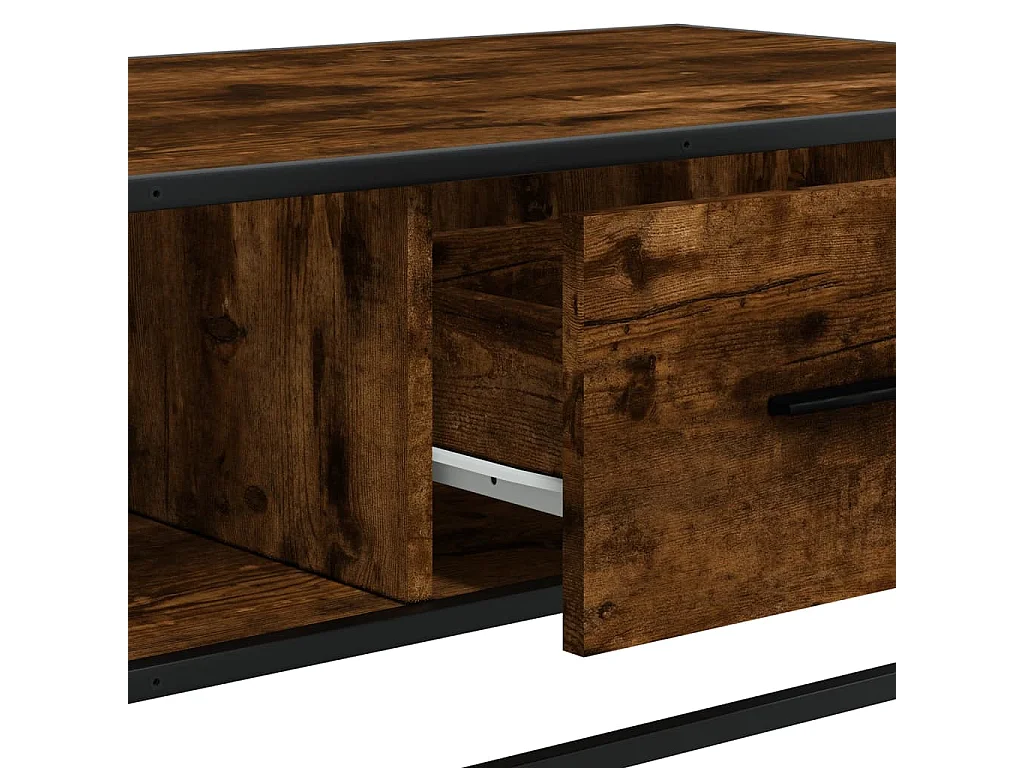 Table basse chêne fumé 100x57x35 cm bois d'ingénierie et métal