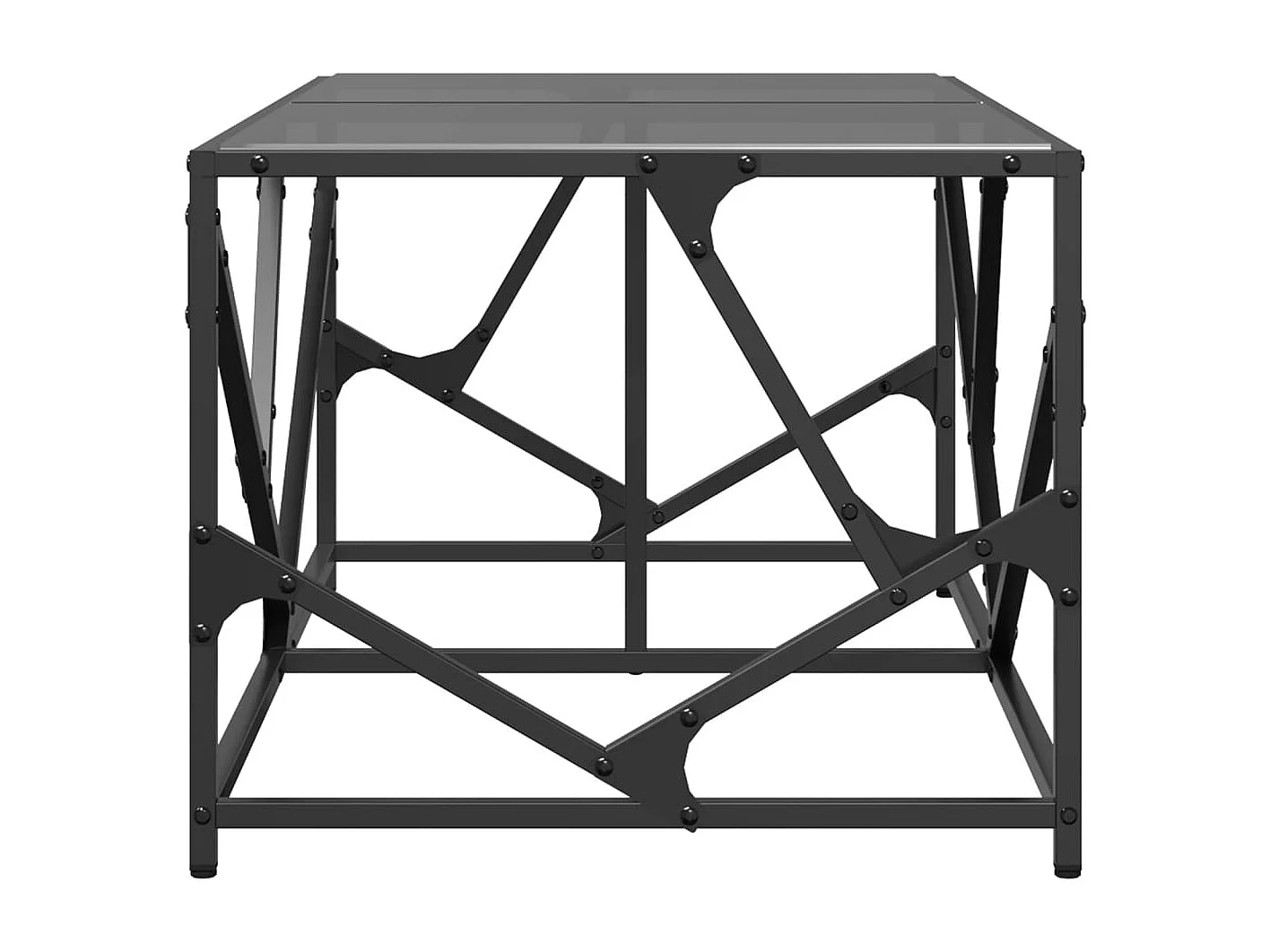 Table basse avec dessus en verre noir 98,5x50x41 cm acier