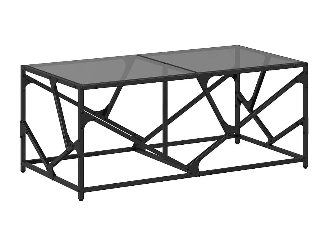 Mesa de centro com topo em vidro preto 98,5x50x41 cm aço