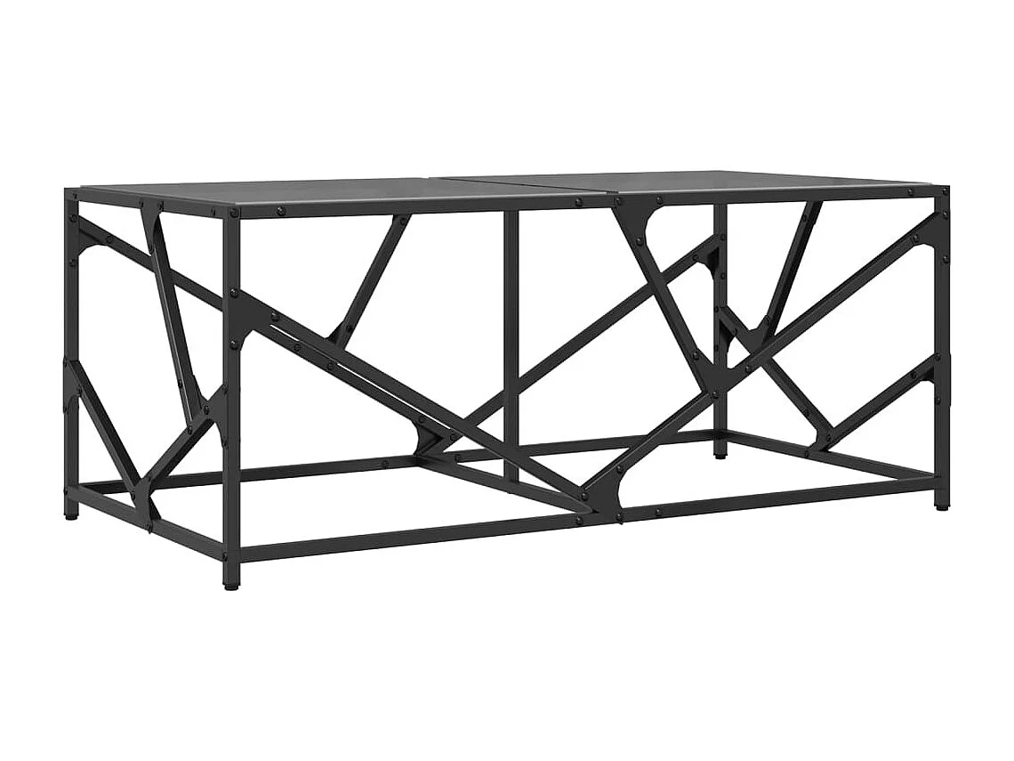 Mesa de centro com topo em vidro preto 98,5x50x41 cm aço