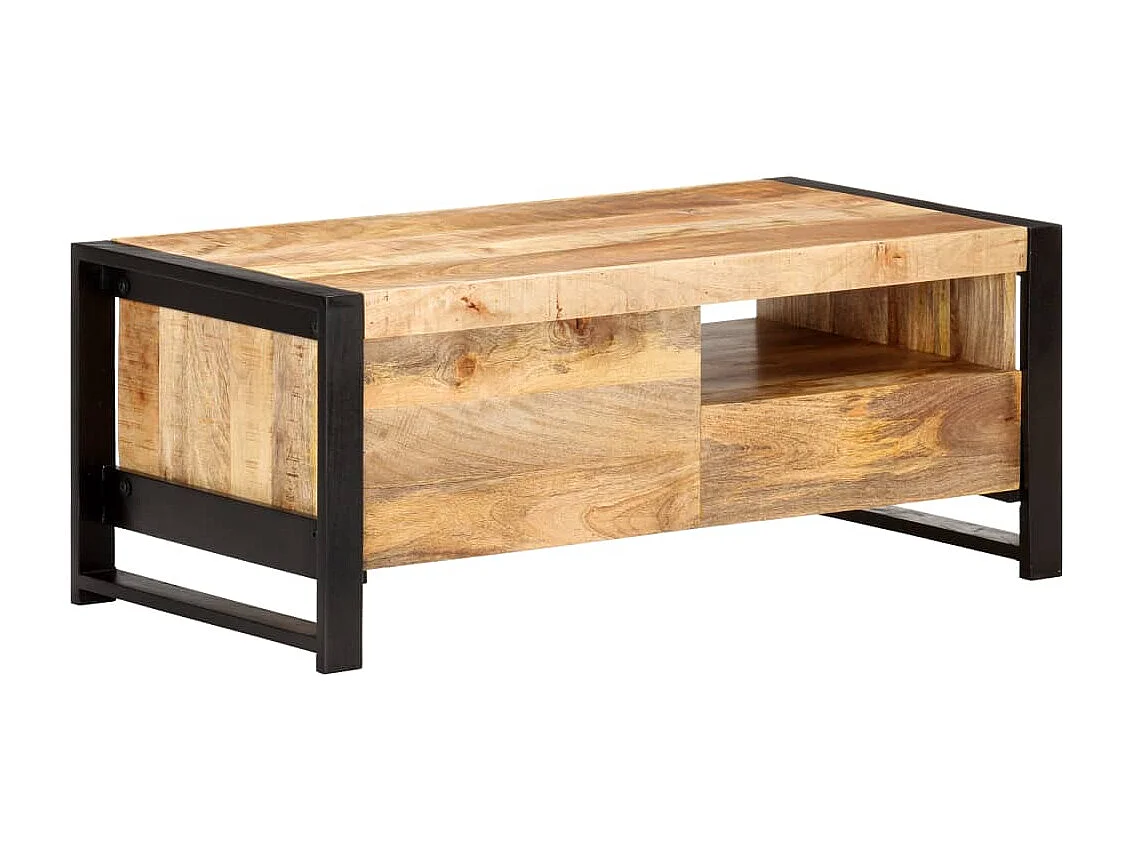 Tavolino da Salotto 100x50x40 cm in Legno Grezzo di Mango