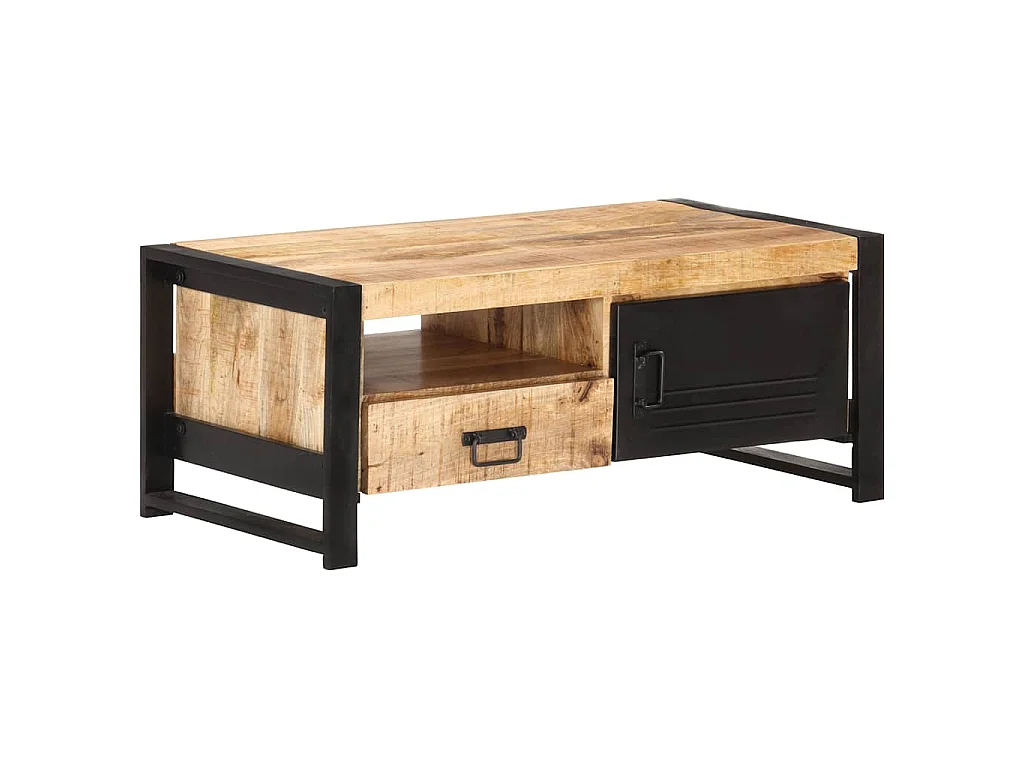 Tavolino da Salotto 100x50x40 cm in Legno Grezzo di Mango