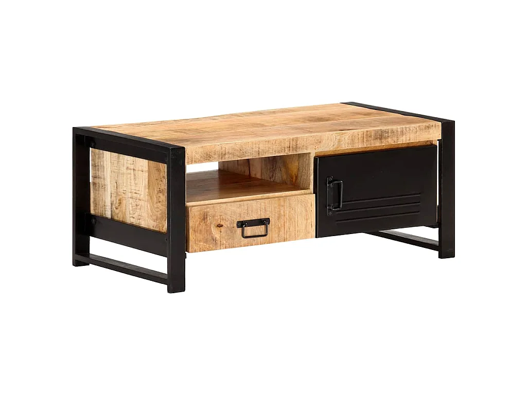 Tavolino da Salotto 100x50x40 cm in Legno Grezzo di Mango