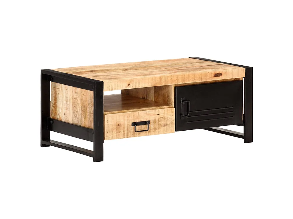 Tavolino da Salotto 100x50x40 cm in Legno Grezzo di Mango