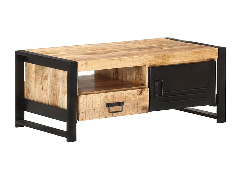 Tavolino da Salotto 100x50x40 cm in Legno Grezzo di Mango