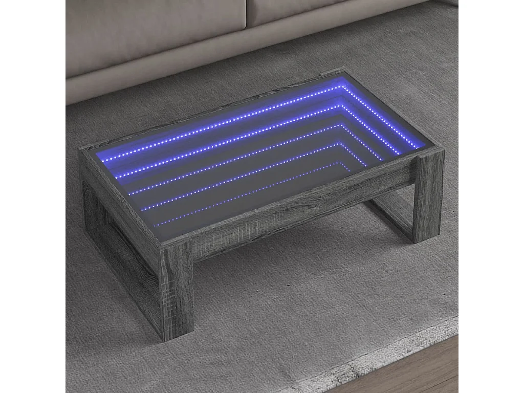 Table basse avec LED infini sonoma gris 90x53x30 cm