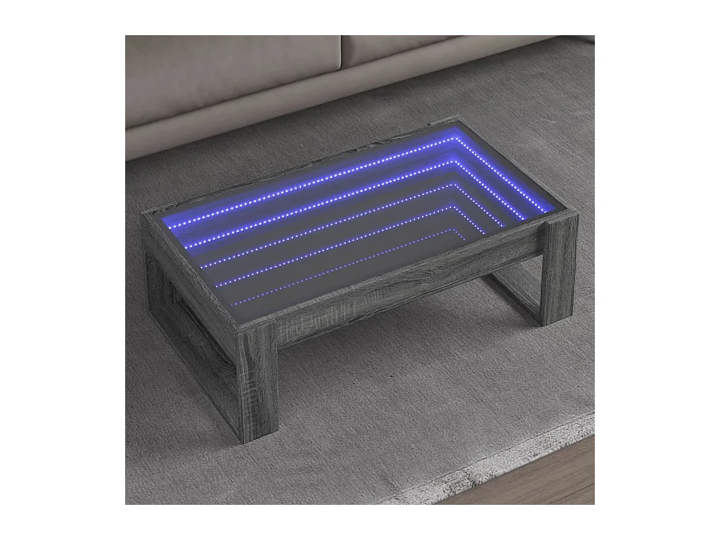 Table basse avec LED infini sonoma gris 90x53x30 cm
