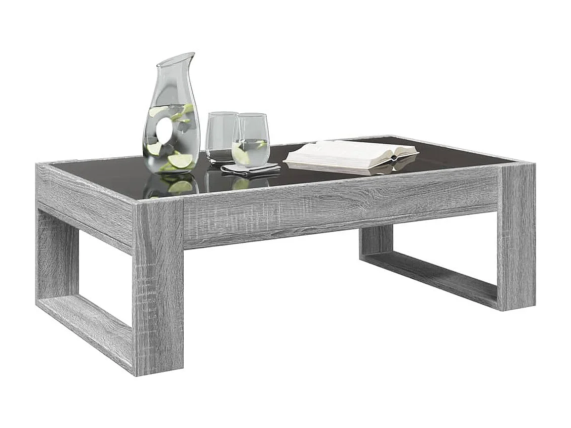 Mesa de centro luzes LED Infinity 90x53x30 cm cinzento sonoma