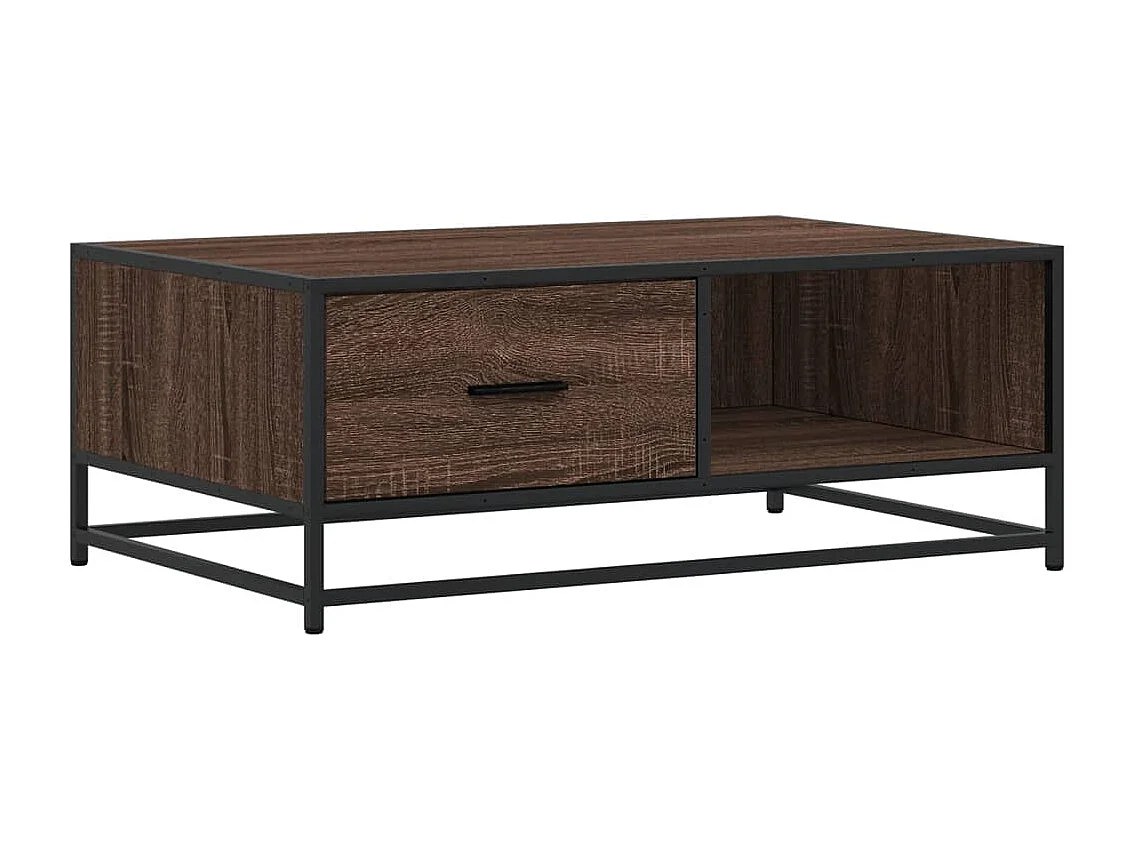 Table basse chêne marron 90x57x35 cm bois d'ingénierie et métal