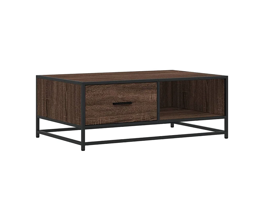 Couchtisch Braun Eichen-Optik 90x57x35 cm Holzwerkstoff Metall