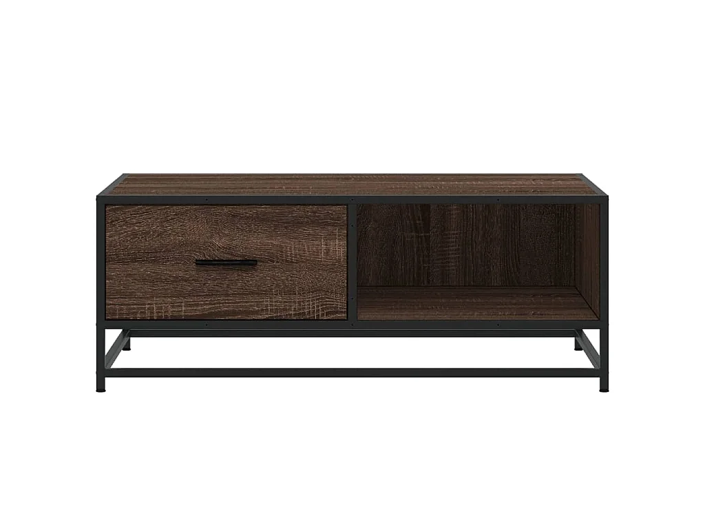 Couchtisch Braun Eichen-Optik 90x57x35 cm Holzwerkstoff Metall