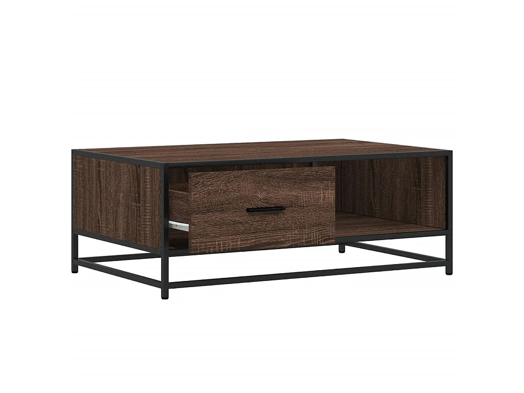 Couchtisch Braun Eichen-Optik 90x57x35 cm Holzwerkstoff Metall