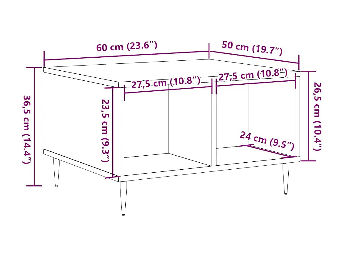 Couchtisch Altholz-Optik 60x50x36,5 cm Holzwerkstoff