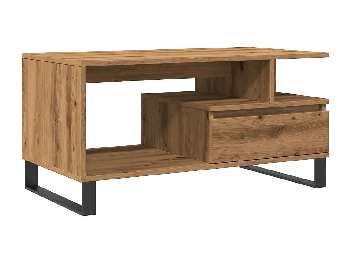 Tavolino Salotto Rovere Artigianale 90x49x45 cm Multistrato