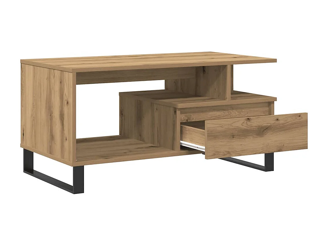 Tavolino Salotto Rovere Artigianale 90x49x45 cm Multistrato