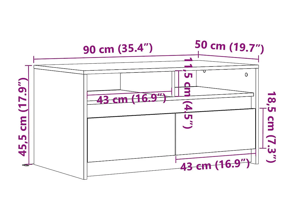 Table basse avec lumières LED blanc bois d'ingénierie