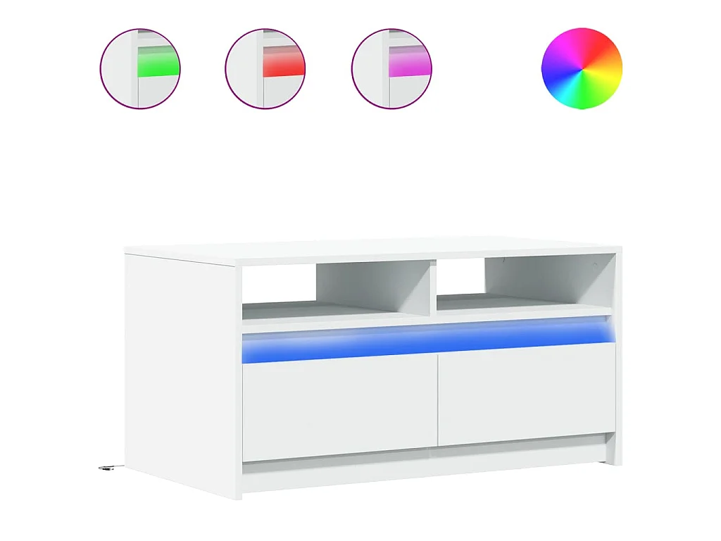 Tavolino da Salotto con Luci LED Bianco in Truciolato