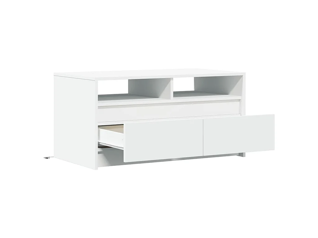 Tavolino da Salotto con Luci LED Bianco in Truciolato