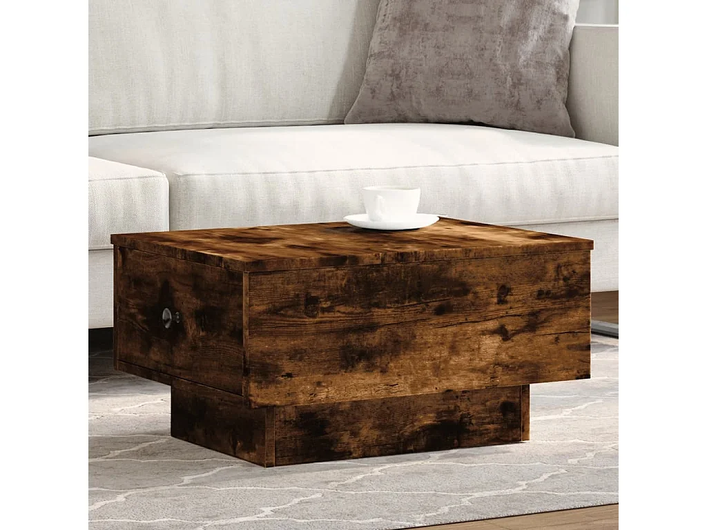 Table basse chêne fumé 60x45x31 cm bois d'ingénierie