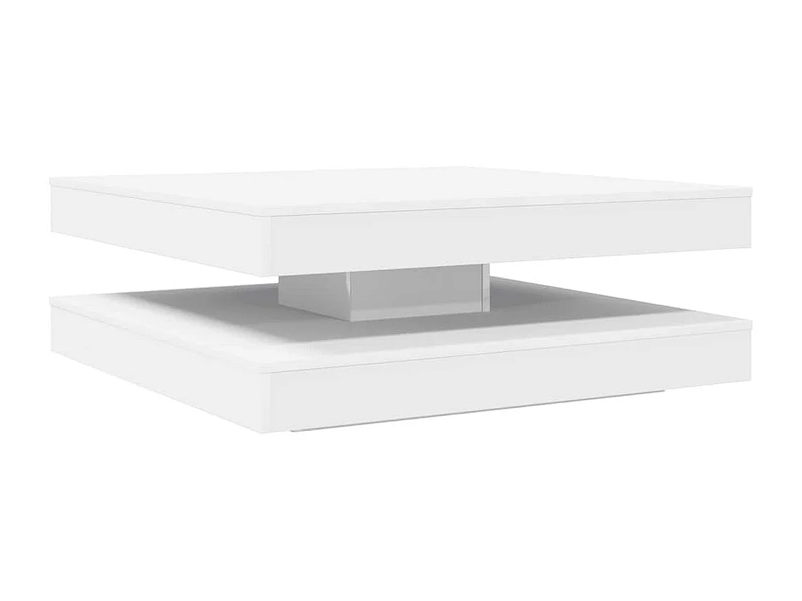 Tavolino da Caffè Girevole a 360 Gradi Bianco 90x90x34,5 cm