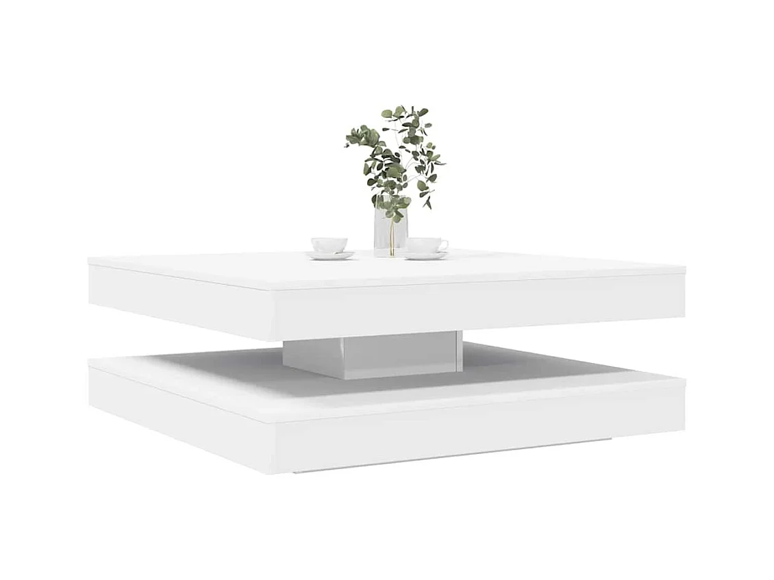 Table basse rotative à 360 degrés blanc 90x90x34,5 cm