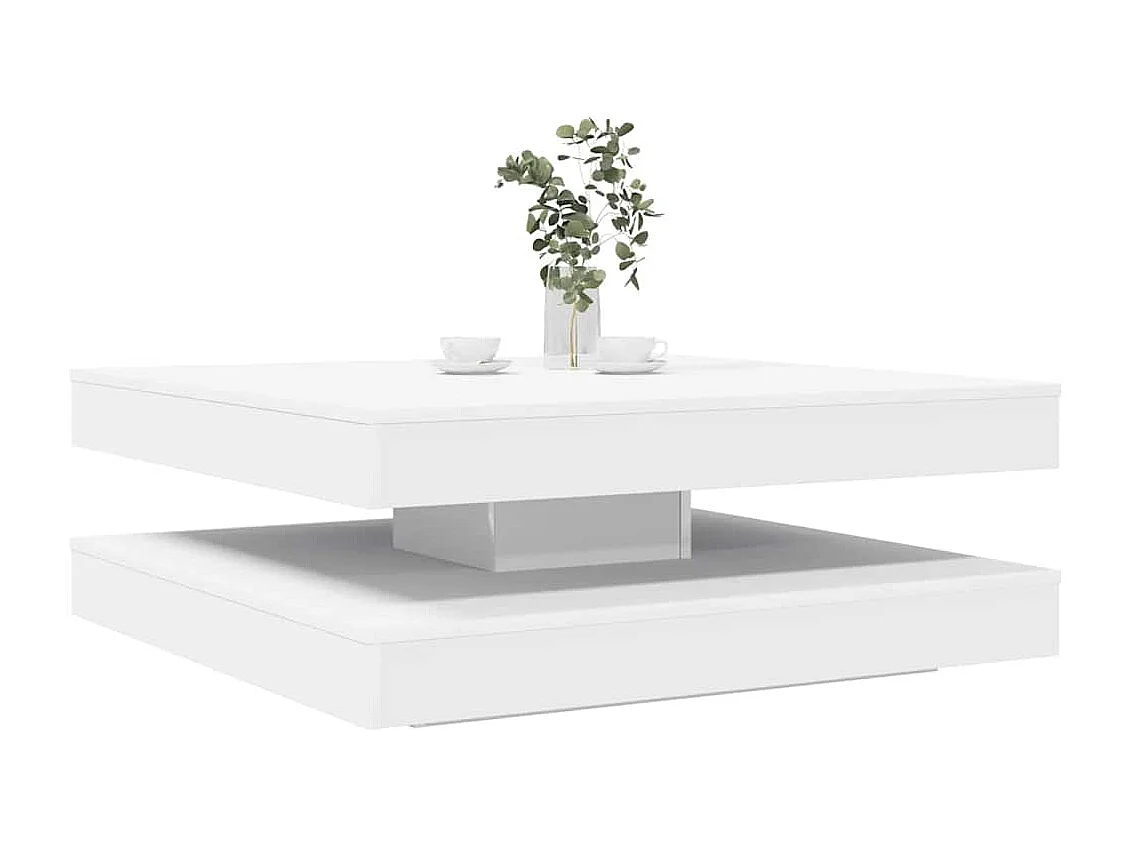 Tavolino da Caffè Girevole a 360 Gradi Bianco 90x90x34,5 cm