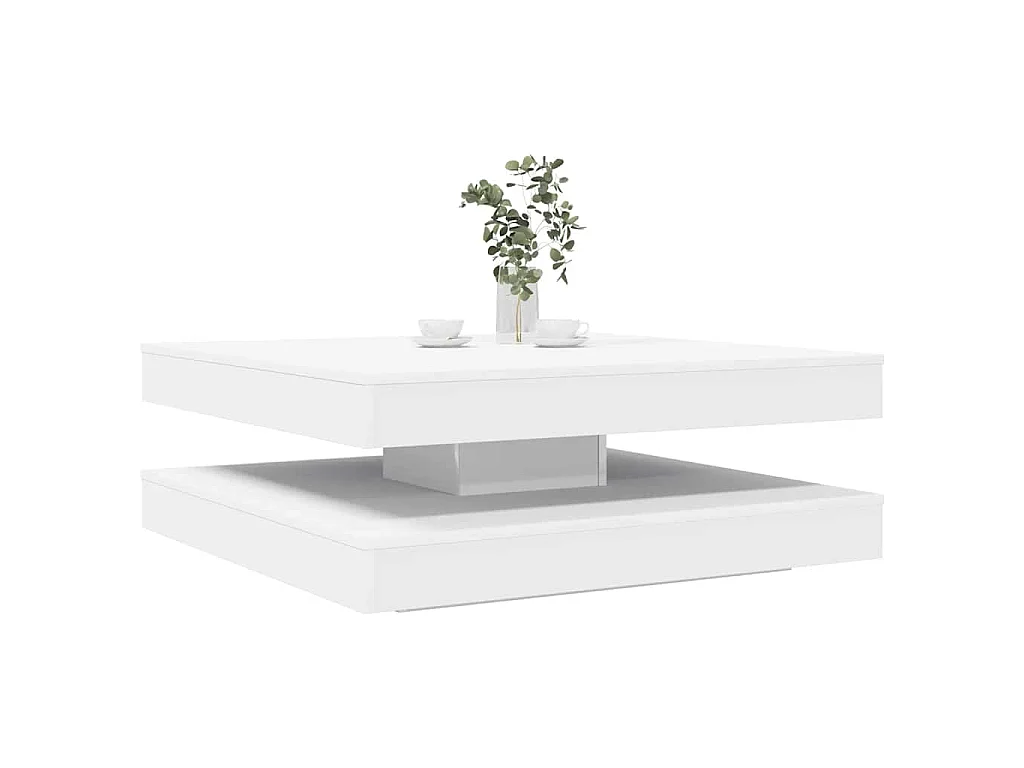 Table basse rotative à 360 degrés blanc 90x90x34,5 cm