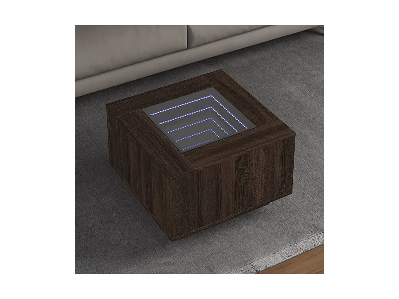 LED-Couchtisch Braun Eichen-Optik 60x60x40 cm Holzwerkstoff