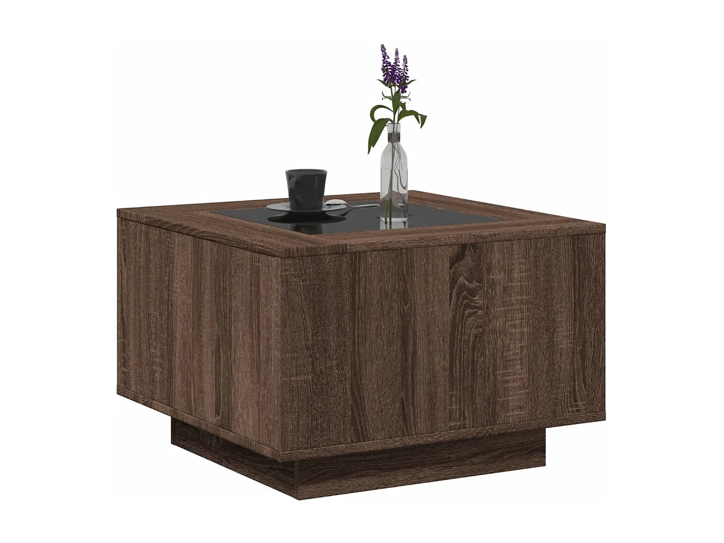 Table basse avec LED chêne marron 60x60x40 cm bois d'ingénierie