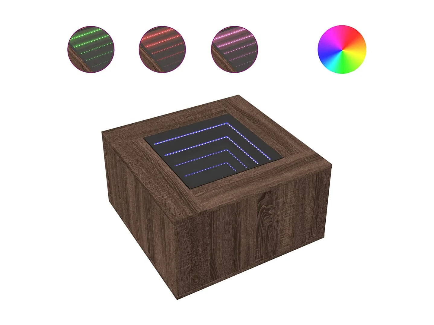 Table basse avec LED chêne marron 60x60x40 cm bois d'ingénierie