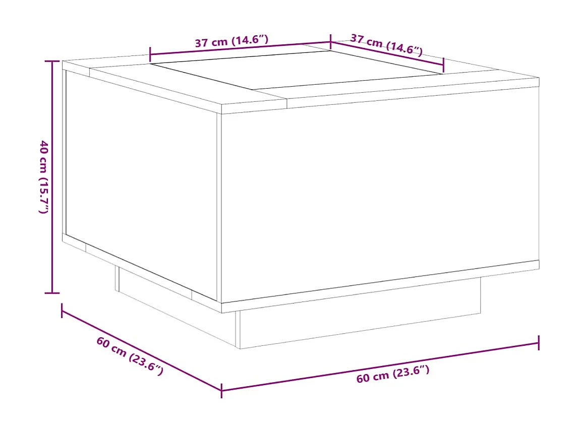 Table basse avec LED chêne marron 60x60x40 cm bois d'ingénierie