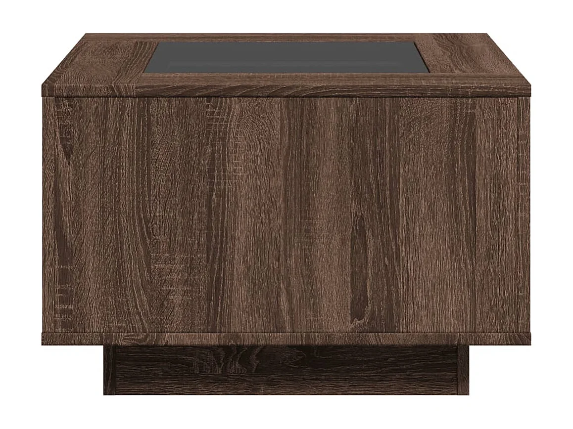 Table basse avec LED chêne marron 60x60x40 cm bois d'ingénierie