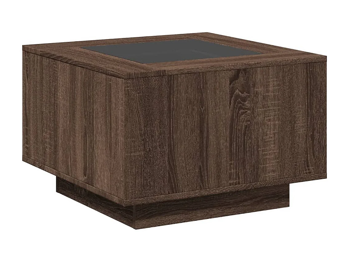 Table basse avec LED chêne marron 60x60x40 cm bois d'ingénierie