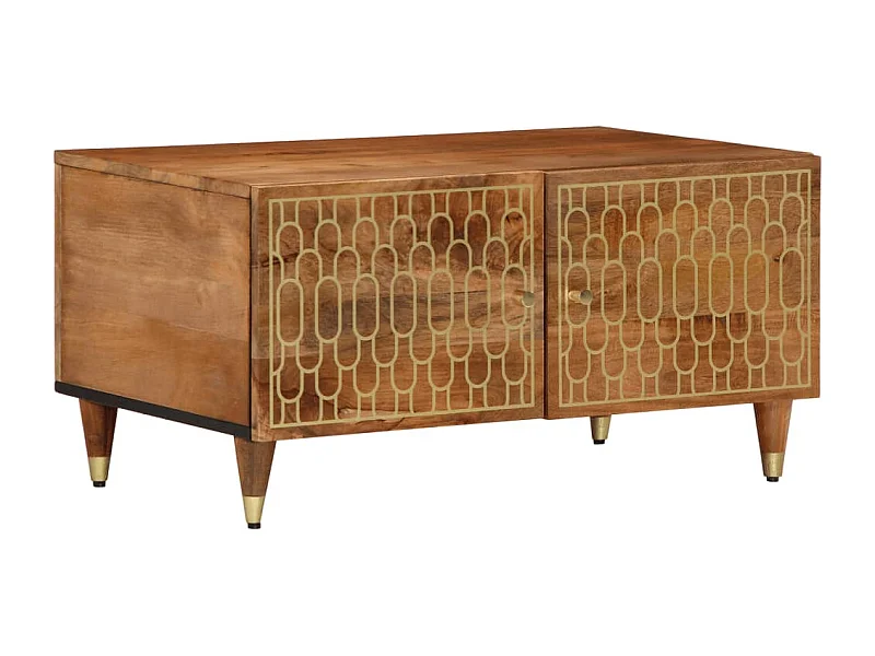 Mesa de centro de madera maciza de mango 80x50x40 cm