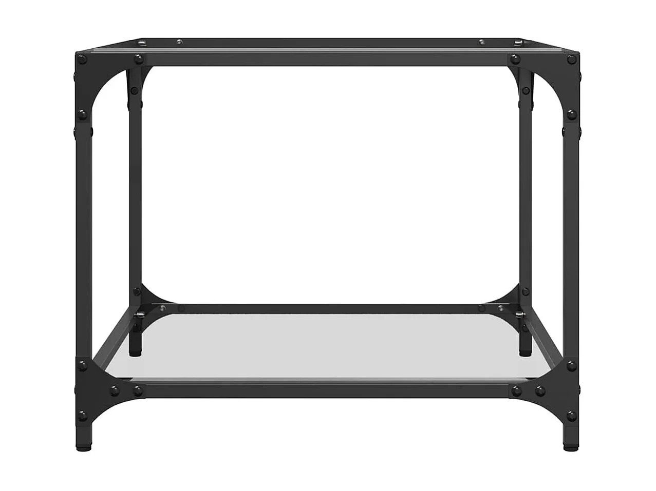 Salontafel met transparant glazen blad 50x50x40 cm staal