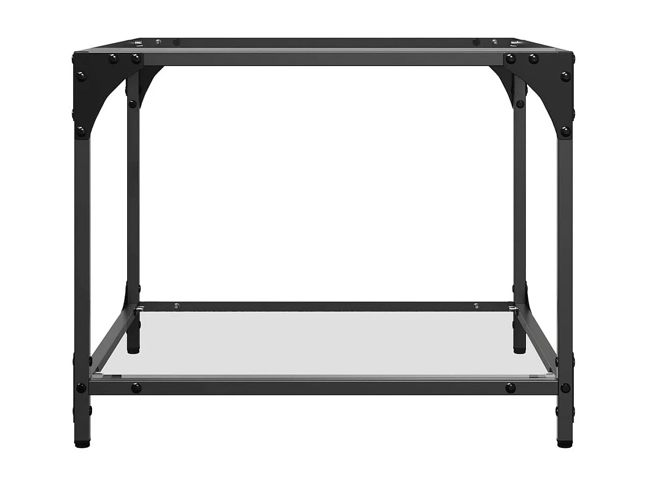 Salontafel met transparant glazen blad 50x50x40 cm staal