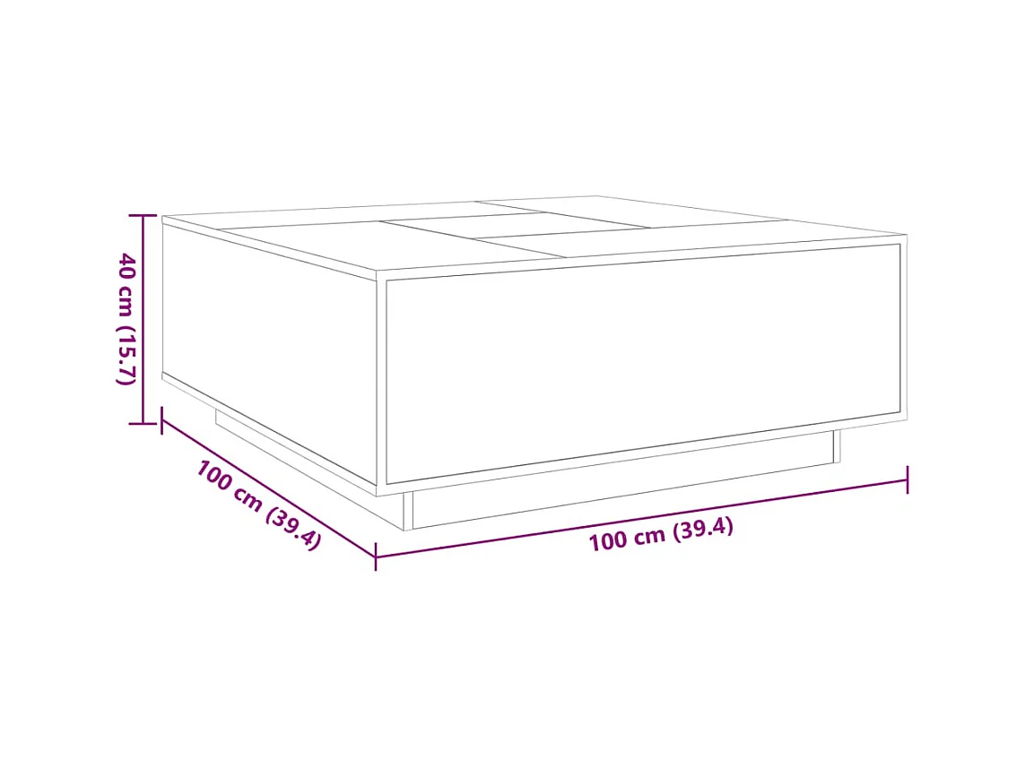Salontafel met Infinity LED 100x100x40 cm wit