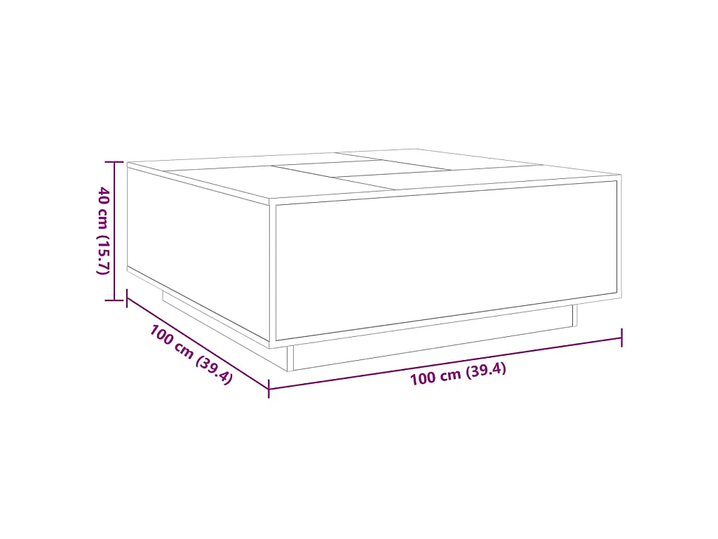 Salontafel met Infinity LED 100x100x40 cm wit