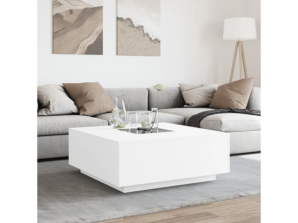 Salontafel met Infinity LED 100x100x40 cm wit