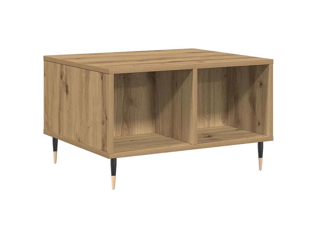 Salontafel 60x50x36,5 cm bewerkt hout artisanaal eikenkleur