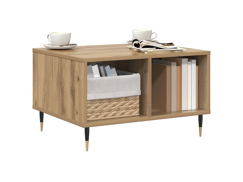 Salontafel 60x50x36,5 cm bewerkt hout artisanaal eikenkleur