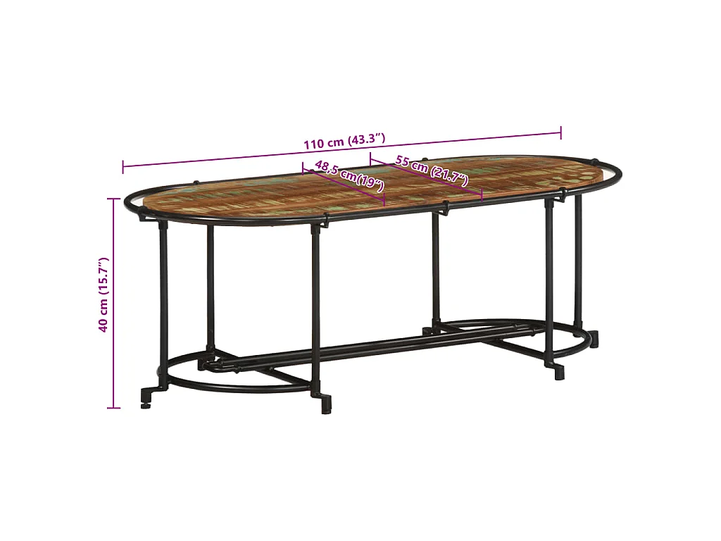 Salontafel 110x55x40 cm massief gerecycled hout