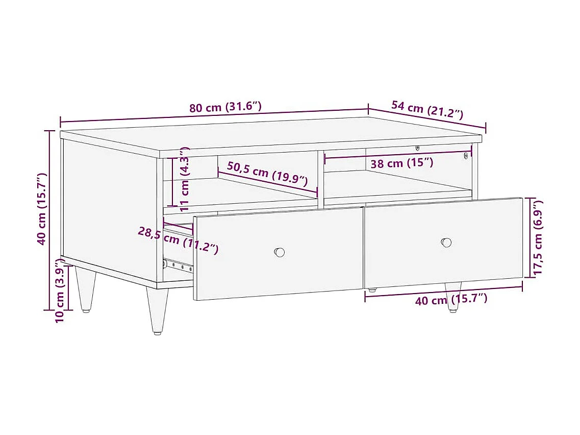 Mesa centro cinzento claro 80x54x40 cm madeira mangueira maciça