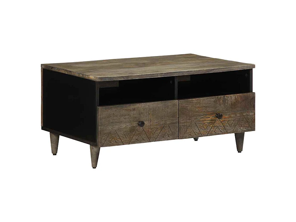 Mesa centro cinzento claro 80x54x40 cm madeira mangueira maciça