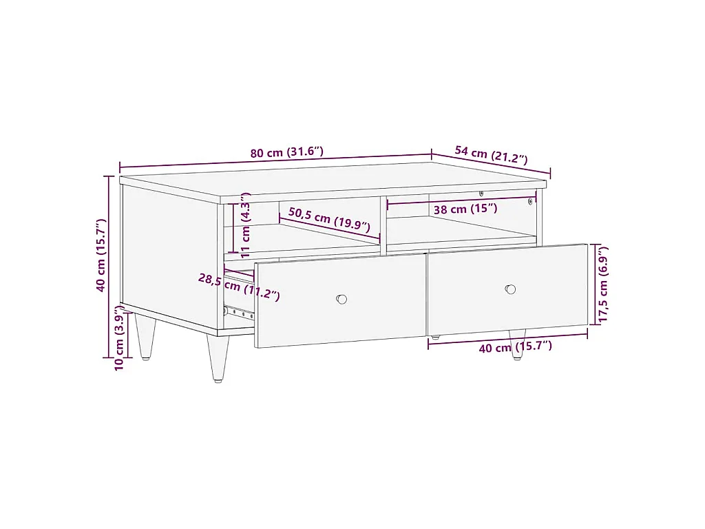 Mesa centro cinzento claro 80x54x40 cm madeira mangueira maciça