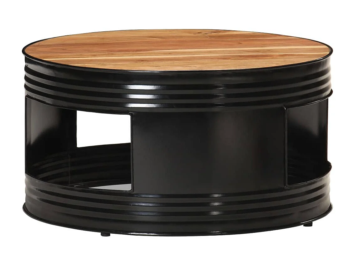 Tavolino da Salotto Nero 68x68x36 cm in Massello di Acacia