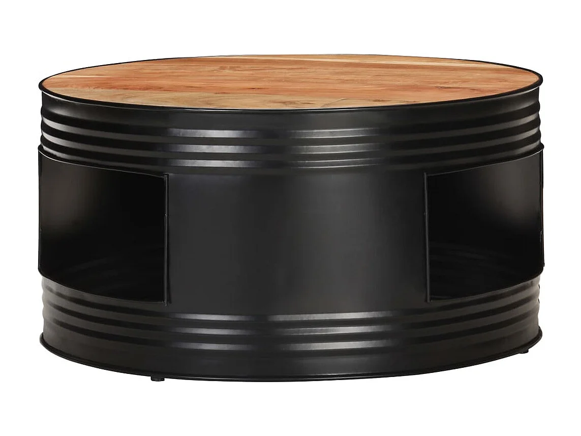 Tavolino da Salotto Nero 68x68x36 cm in Massello di Acacia