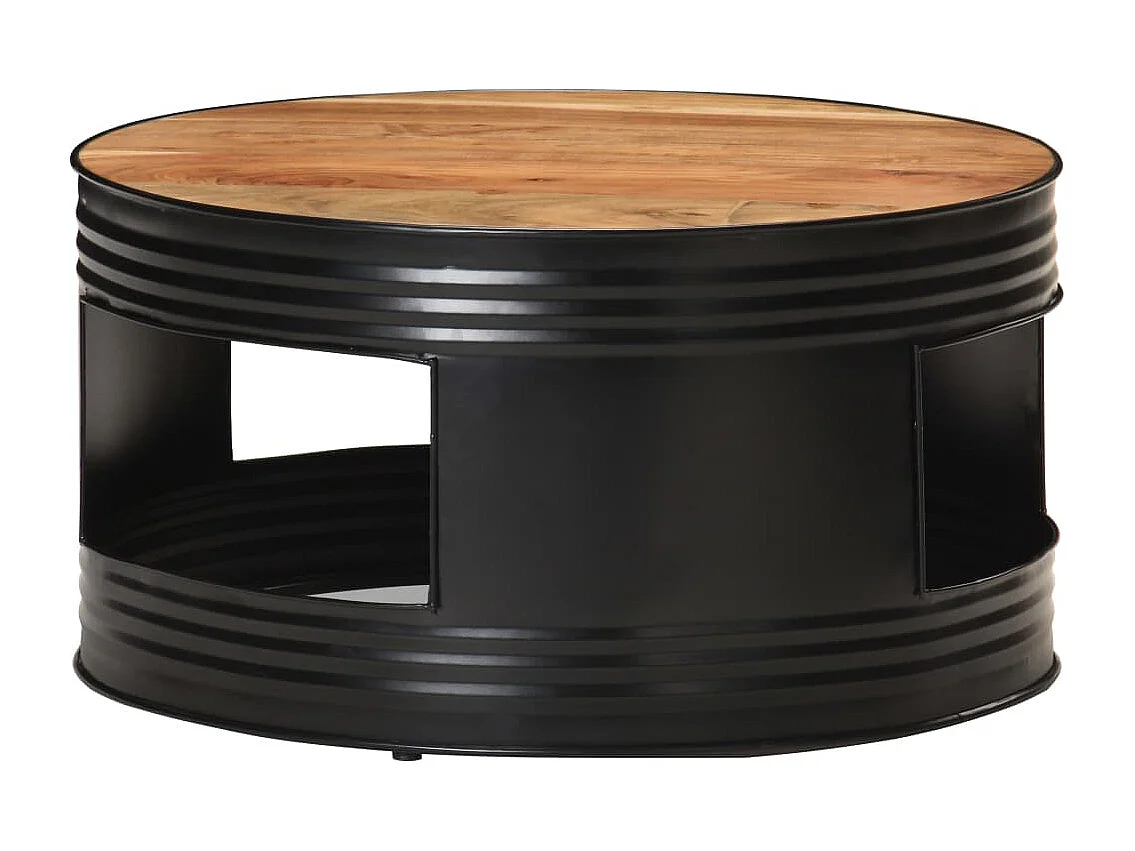 Tavolino da Salotto Nero 68x68x36 cm in Massello di Acacia